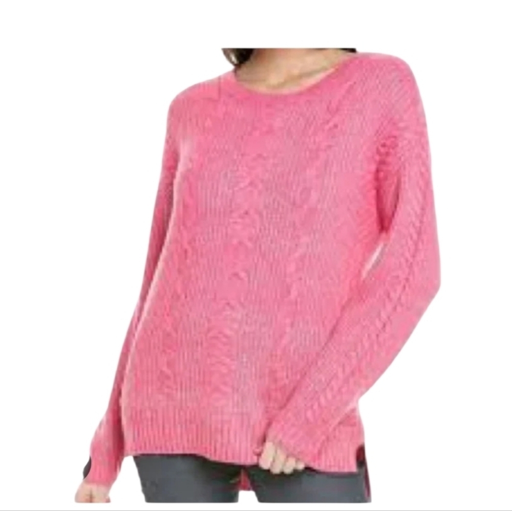 Cabi Womens Pink Cable Knit Crewneck Elsa Sweater Size XS - Picture 8 of 8